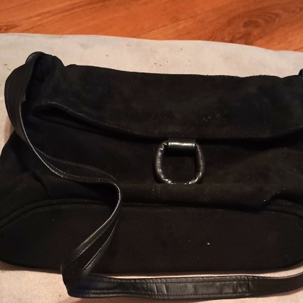 Black Suede Leather Shoulder Bag NWOT